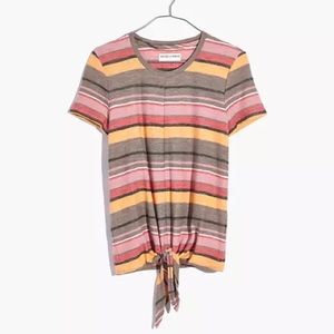 Madewell Texture & Thread Tie-Front Striped Top